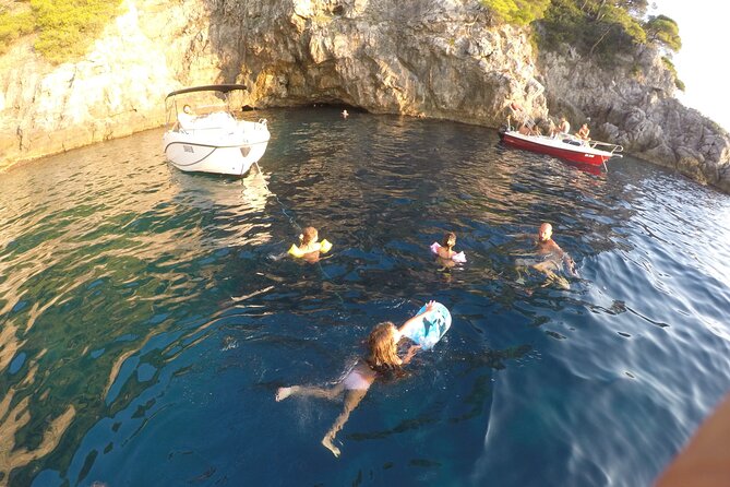 4h / 6h / 8h Elaphite Islands Tour with 7.5m/24FT SunDeck Boat - Kolocep Island stop 2: Green Caves for a second chance in the water