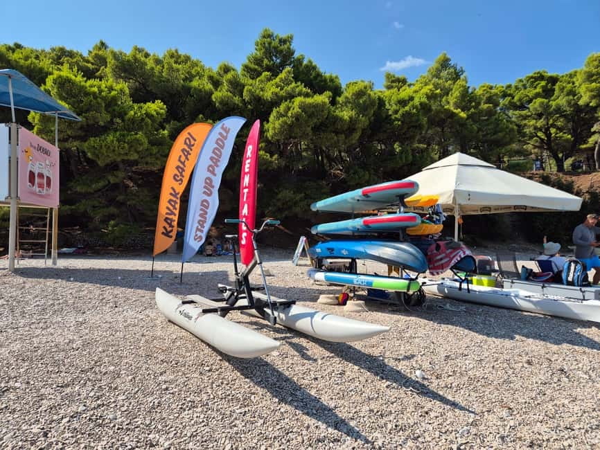 Bol: Zlatni Rat Beach Kayak Tour with Snorkeling - Hidden beaches and tiny caves you can reach by sea