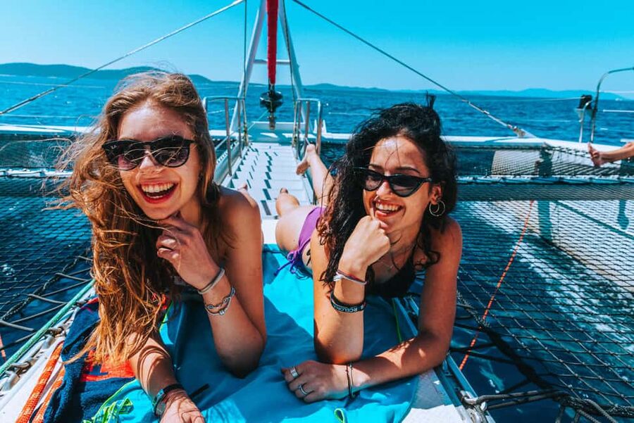 From Brač Island: Catamaran Tour with Food & Drinks - Milna panoramic views, then heading to the second swimming zone