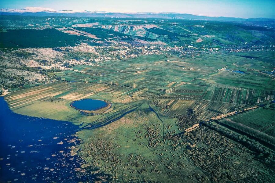 From Sinj: Flight Over Imotski, Trilj, Omiš, and Split - Imotski and the two crater lakes overhead