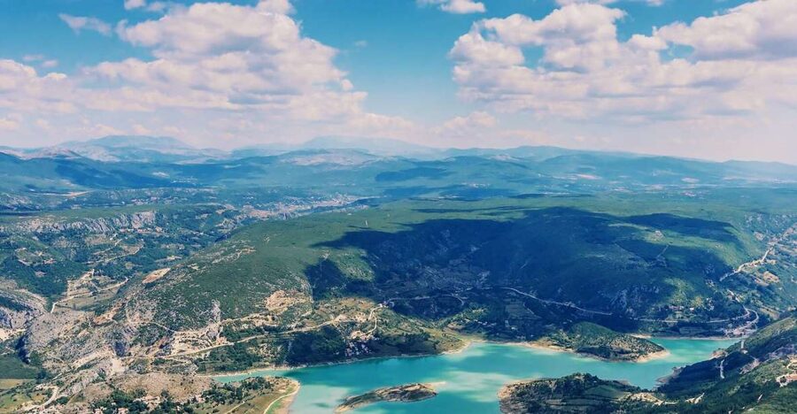 From Sinj: Flight Over Imotski, Trilj, Omiš, and Split - The route start: Sinj field to the Cetina River