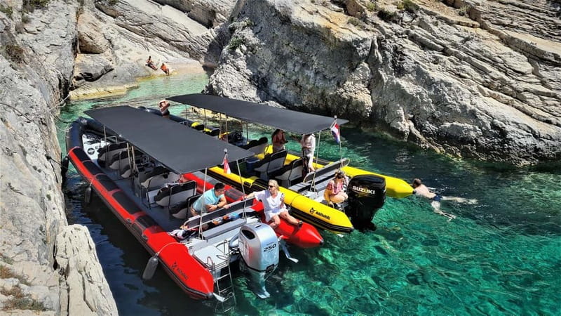 From Split: Blue Cave, Hvar, Mamma Mia, 5 Islands boat Tour - Budikovac Blue Lagoon: cocktail, longer swim, and white-pebble beach time