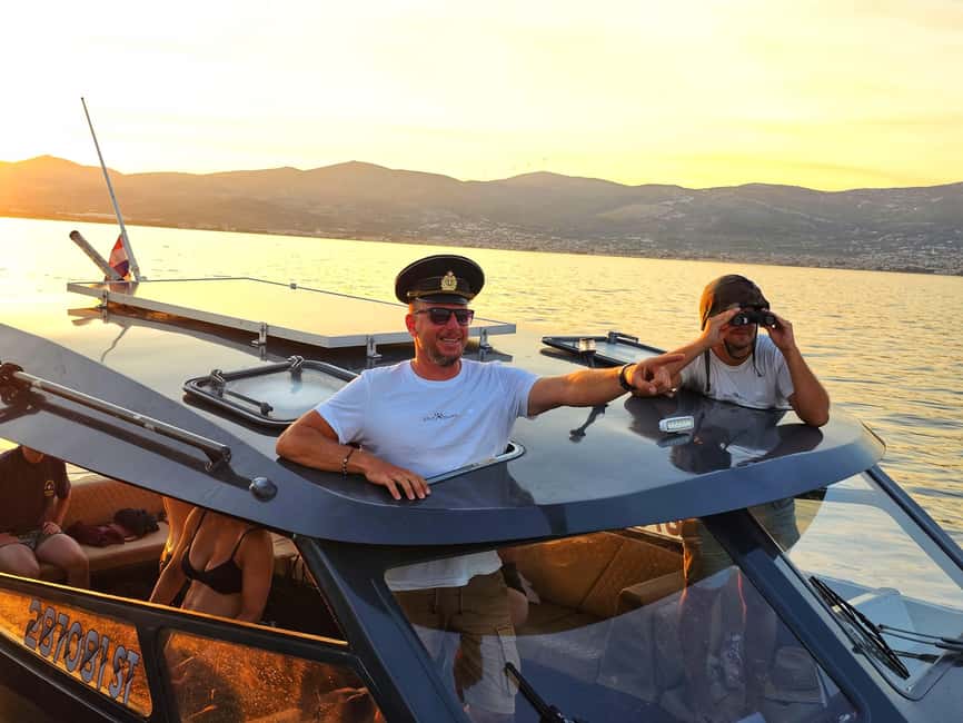 From Split: Sunset Powerboat Cruise with Drinks - Crew Energy, Music, and That Small-Group Feeling