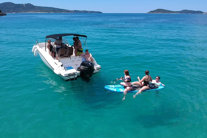 Half-Day Elafiti Islands Private Speed Boat Tour by Quicksilver 675 - Dubrovnik Panorama from the water, including the bridge, Copacabana, and Daxa