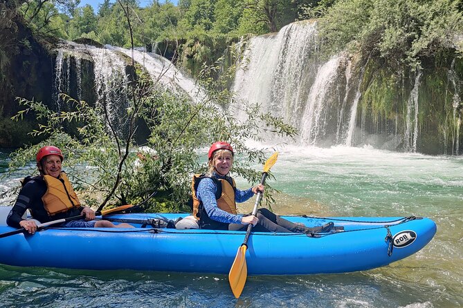 Kayaking Mreznica Waterfalls close to Plitvice Lakes - Tandem inflatable boat plus kayaking: why the mix is a smart design