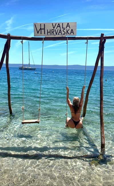 Makarska: 3 island, Golden Horn, Cave, Cliffs, Lagoon, Jelsa - Brač, Zlatni Rat (Golden Horn): the dock-to-sand swim stop