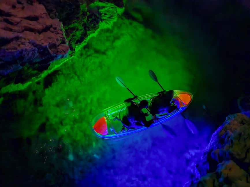 Pula: Istria Cave LED Illuminated Kayak Tour by Night - Transparent Colorful Kayaks with LED lights: what you’ll actually see