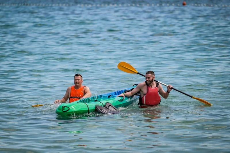 Pula: kayak tour, Seagulls rocks, military zone, snorkeling - Military-zone atmosphere from the water, then a bit on foot