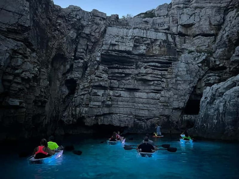 Pula: Sunset/Night Illuminated Transparent Kayak Tour - Weather call: when the sea goes rough