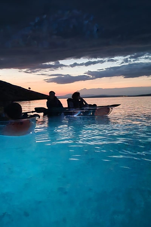 Rab: Night adventures illuminated transparent kayaks - Night Kayaking on Rab with Transparent LEDs, Beach Mel Glow Included