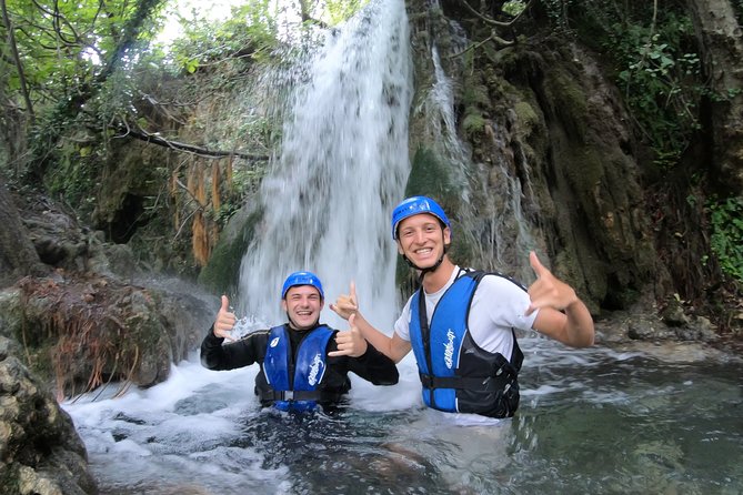Rafting in a small group with caving & cliff jumping,free photos & videos - Equipment, safety brief, and learning to row before the rapids