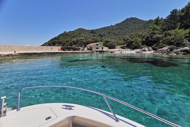 Rent a luxury speed boat for great fun on this Elaphiti Islands tour - Šipan stop: olive-tree records, Suđurađ port life, and pirate-defense towers