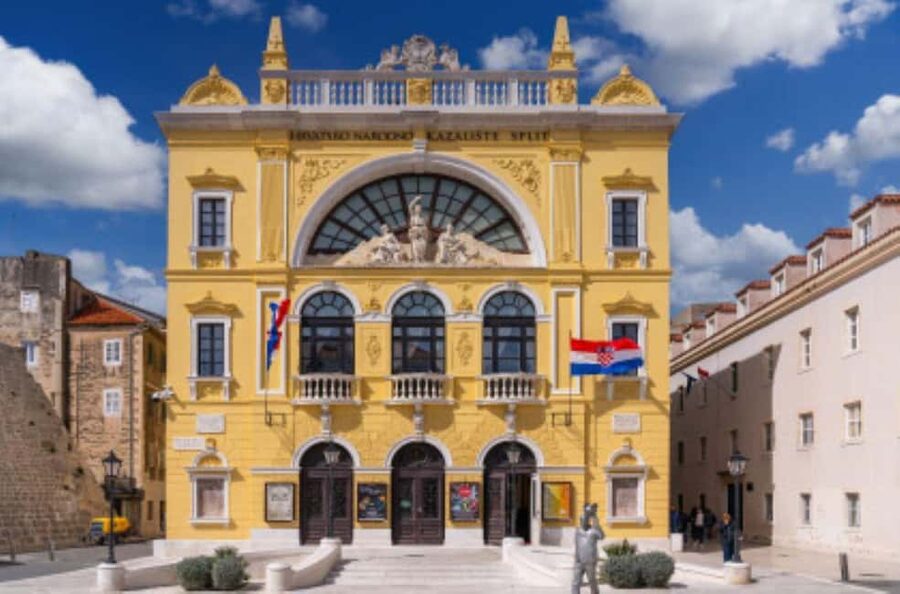 Split: City Sightseeing Panoramic Bus Tour - Red Line Itinerary: Beaches, Poljud Stadium, St. Francis Church, and the National Theatre