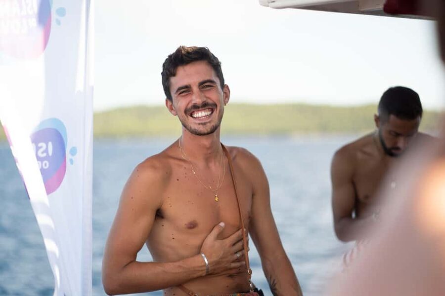 Split: Sunset Boat Party with Live DJs and Blue Lagoon Swim - Drvenik Veli and golden-hour scenery before the last party stretch