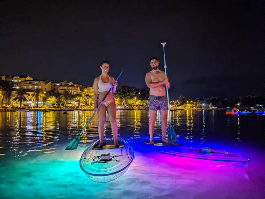Split: Transparent SUP night Glow tour - First Paddle on Calm Water: Dusk Beats Midday Heat